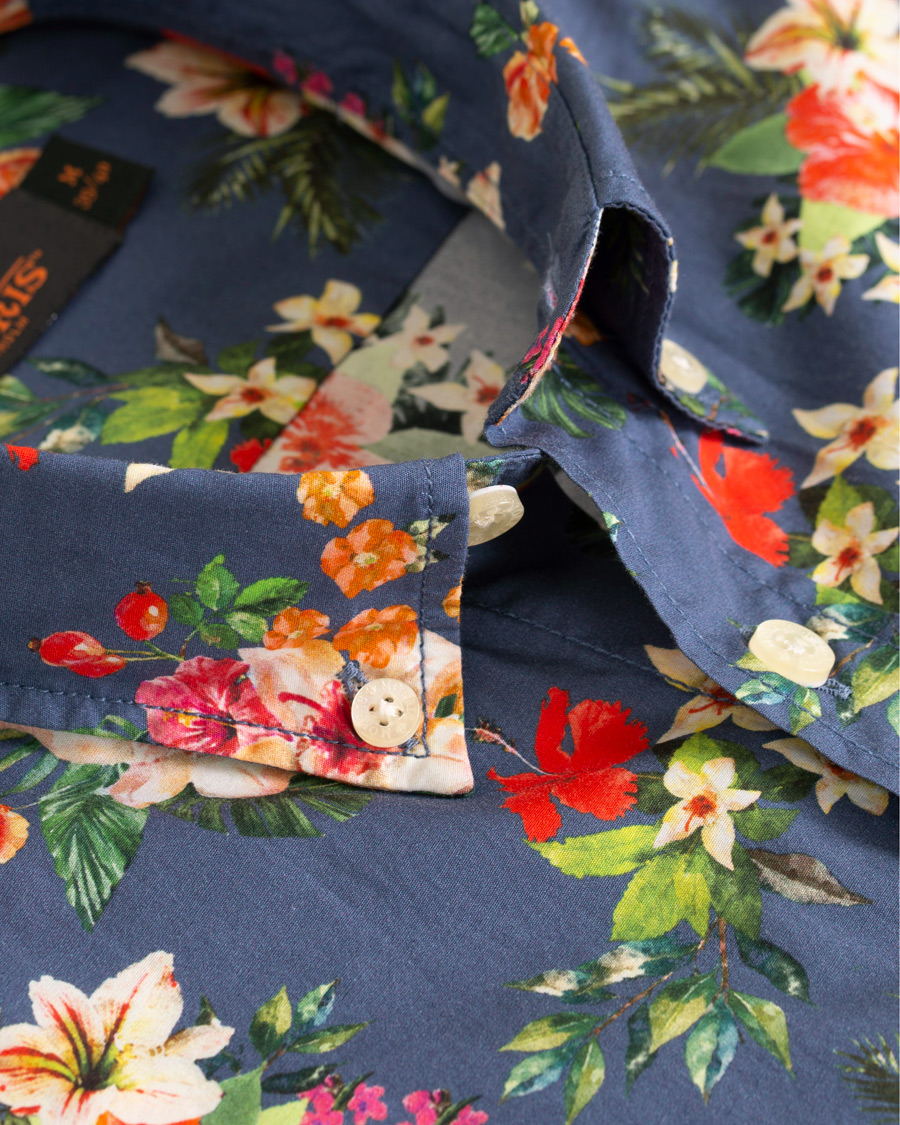 Herr | Skjortor | Morris | Dan Button Down Flower Shirt Blue