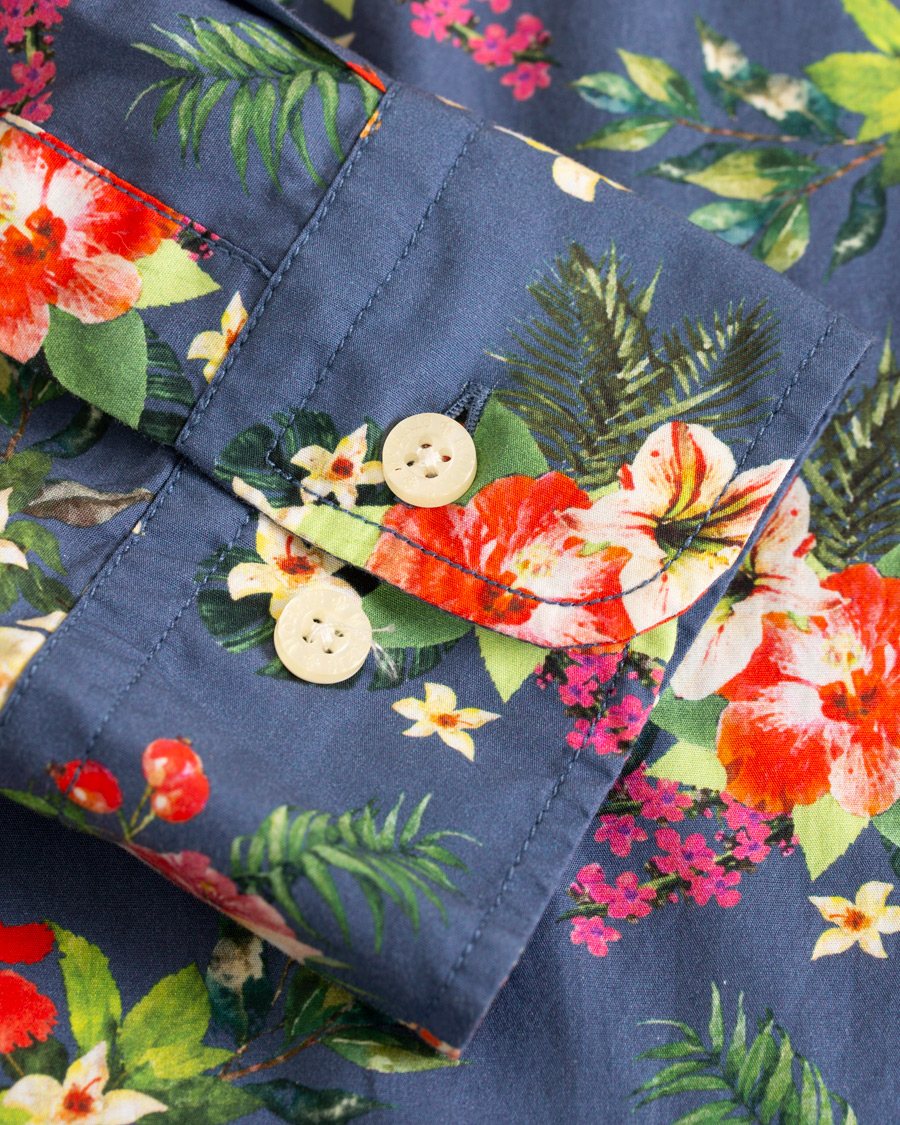 Herr | Skjortor | Morris | Dan Button Down Flower Shirt Blue