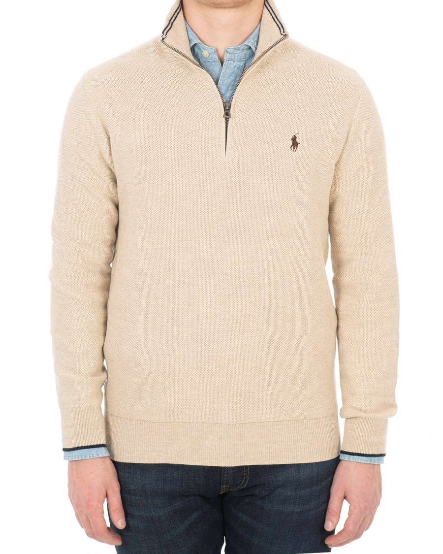 Herr | Tröjor | Polo Ralph Lauren | Texture Half Zip Oatmeal Heather
