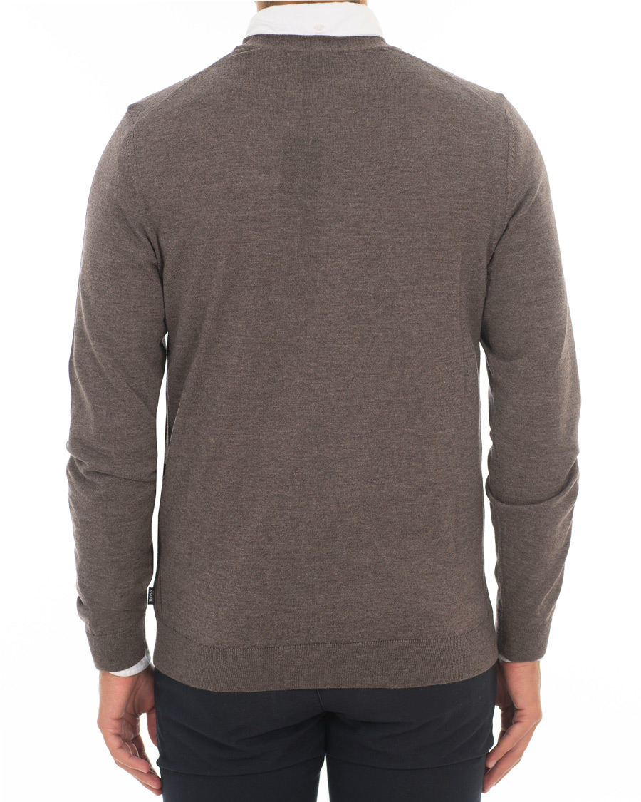 Herr | Tröjor | BOSS BLACK | Boss Mardon Merino Wool Cardigan Brown Melange