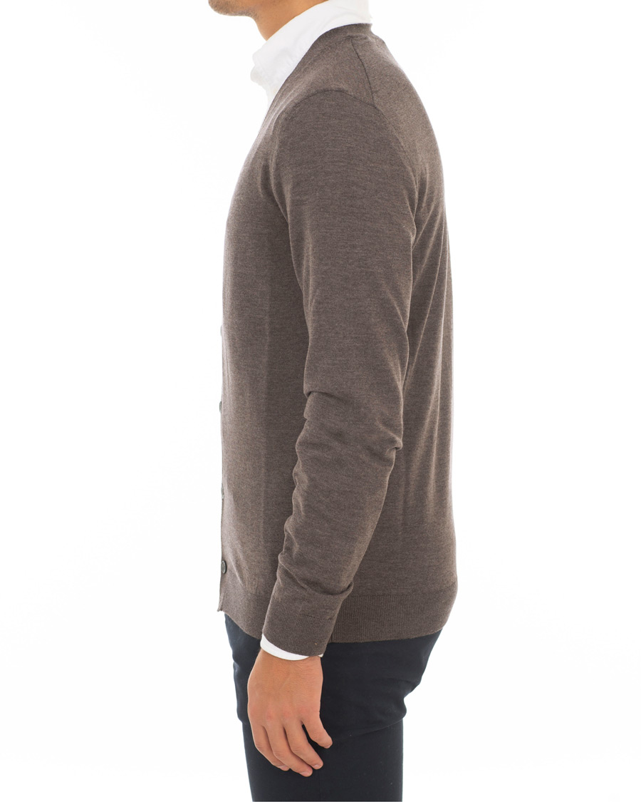 Herr | Tröjor | BOSS BLACK | Boss Mardon Merino Wool Cardigan Brown Melange