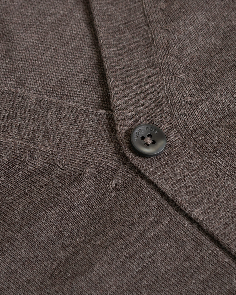 Herr | Tröjor | BOSS BLACK | Boss Mardon Merino Wool Cardigan Brown Melange