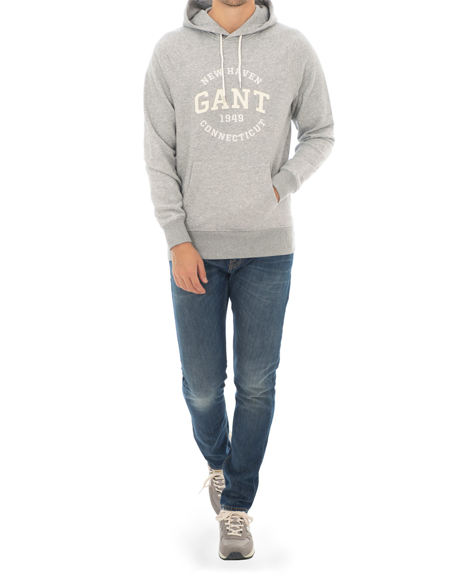 Herr | Tröjor | GANT | Logo Hoodie Grey Melange
