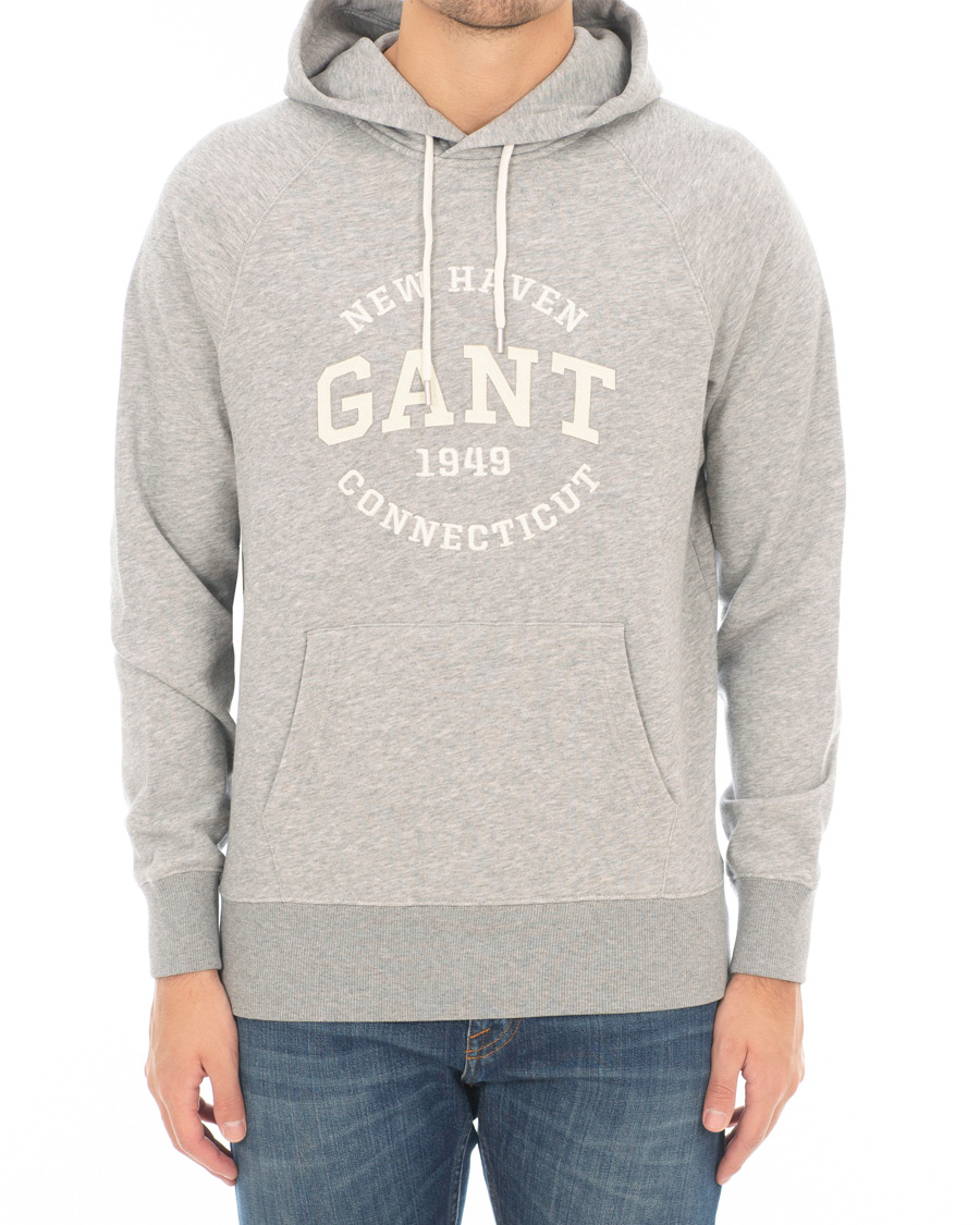 Herr | Tröjor | GANT | Logo Hoodie Grey Melange
