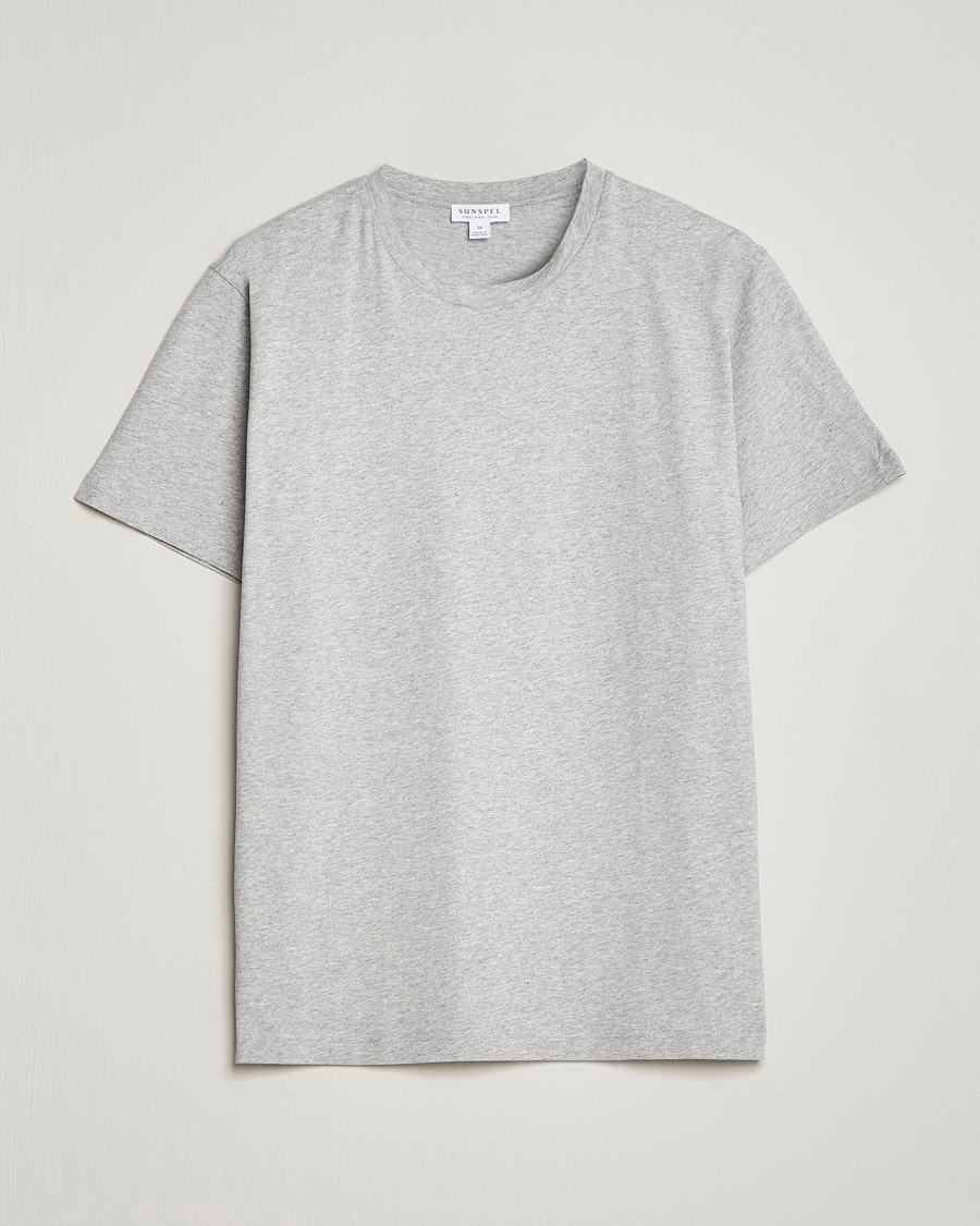 Herr | T-Shirts | Sunspel | Riviera Midweight T-Shirt Grey Melange