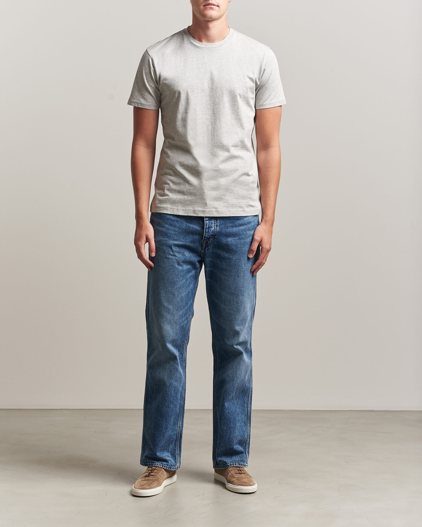Herr | T-Shirts | Sunspel | Riviera Midweight T-Shirt Grey Melange