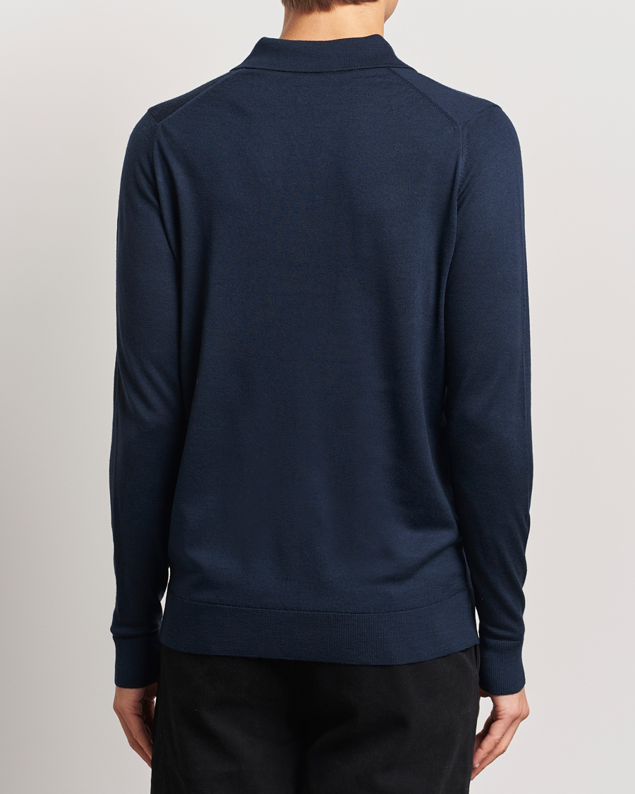 Herr | Tröjor | Sunspel | Long Sleeve Polo Navy