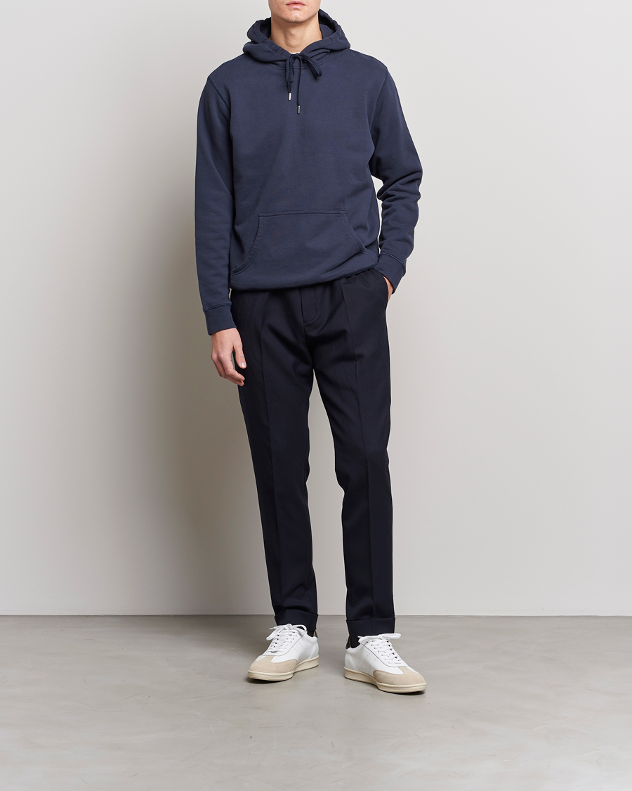 Herr | Tröjor | Sunspel | Loopback Hoodie Navy