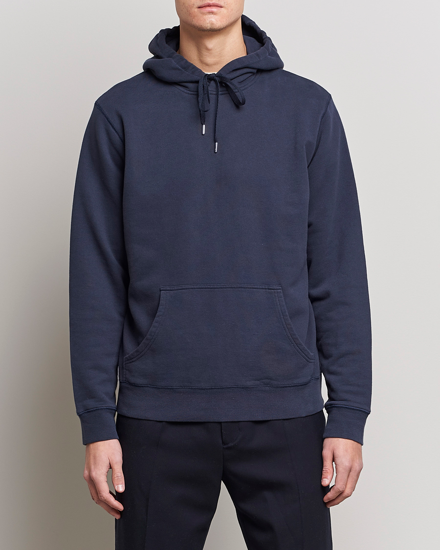 Herr | Huvtröjor | Sunspel | Loopback Hoodie Navy