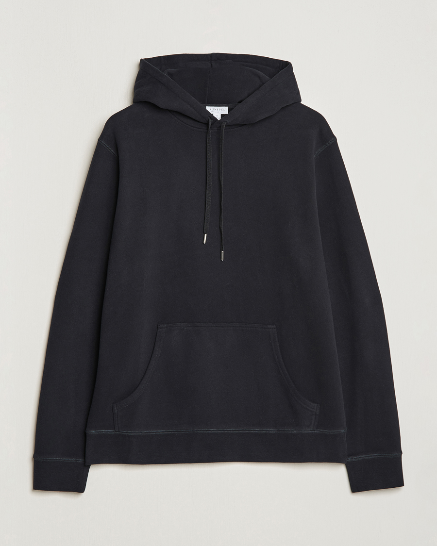 Herr | Tröjor | Sunspel | Loopback Hoodie Black