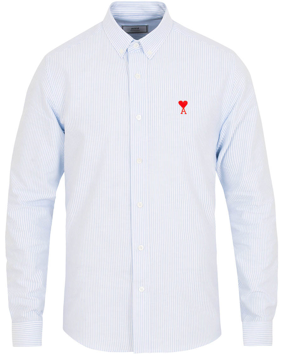 Herr | Skjortor | AMI | Striped Oxford Shirt White/Blue
