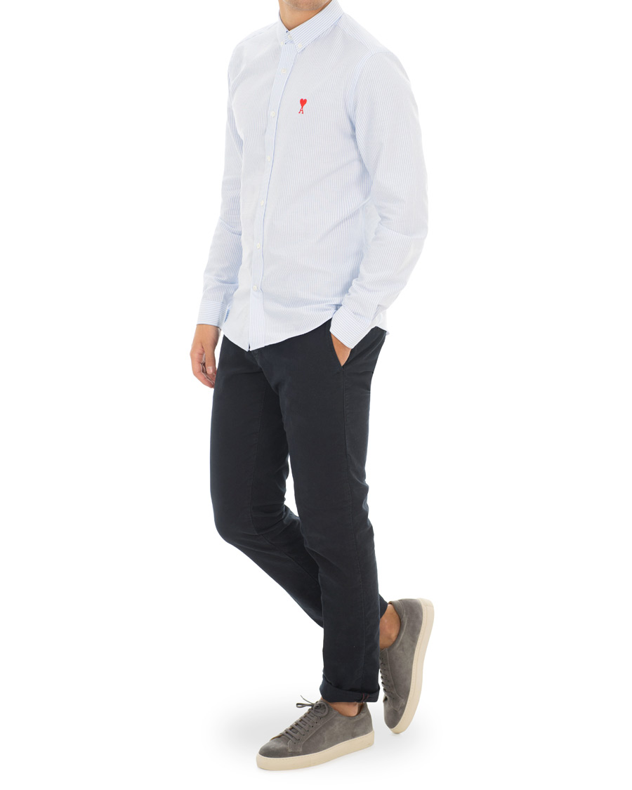 Herr | Skjortor | AMI | Striped Oxford Shirt White/Blue