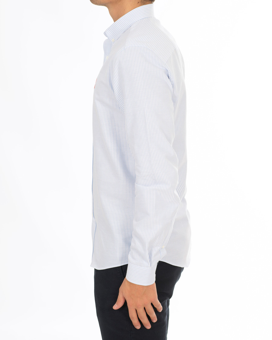 Herr | Skjortor | AMI | Striped Oxford Shirt White/Blue