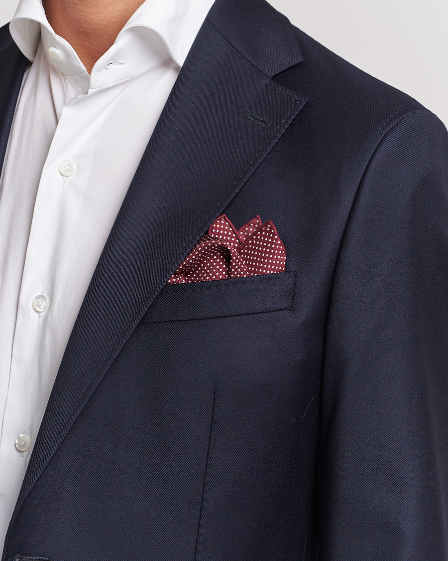 Herr | Accessoarer | Eton | Silk Polka Dot Pocket Square Wine