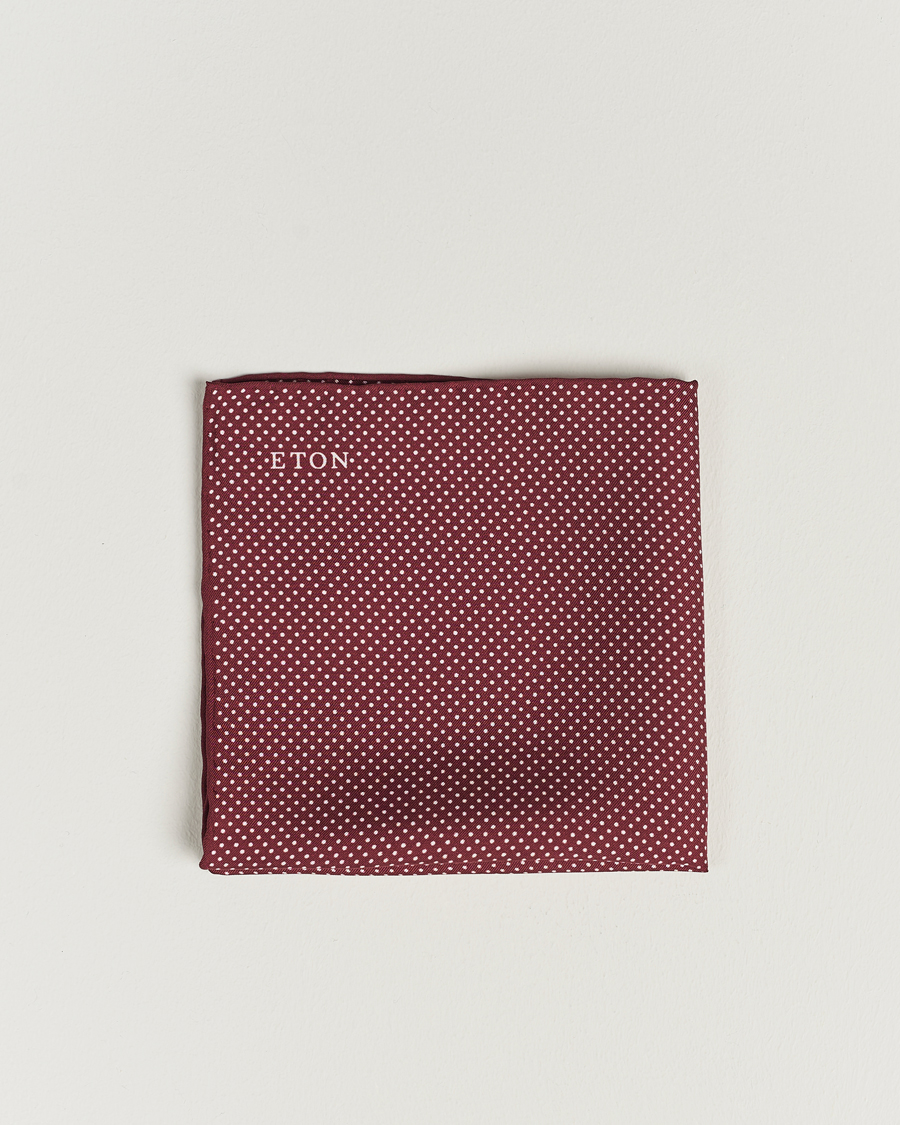 Herr | Näsdukar | Eton | Silk Polka Dot Pocket Square Wine