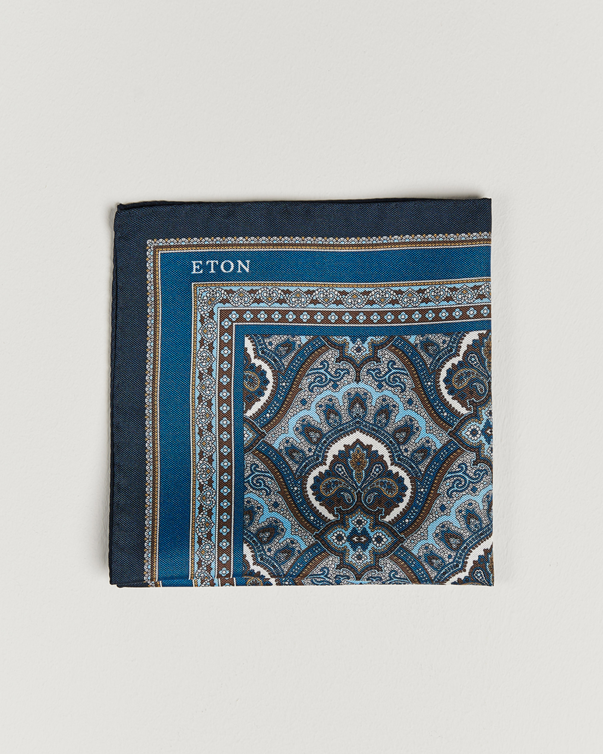 Herr | Näsdukar | Eton | Silk Paisley Print Pocket Square Blue