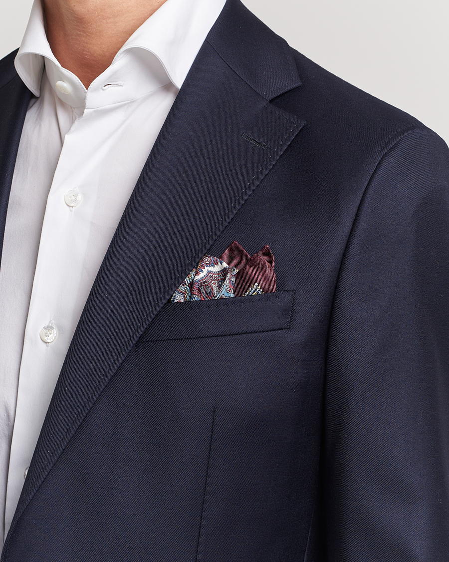 Herr | Avdelningar | Eton | Silk Paisley Print Pocket Square Red