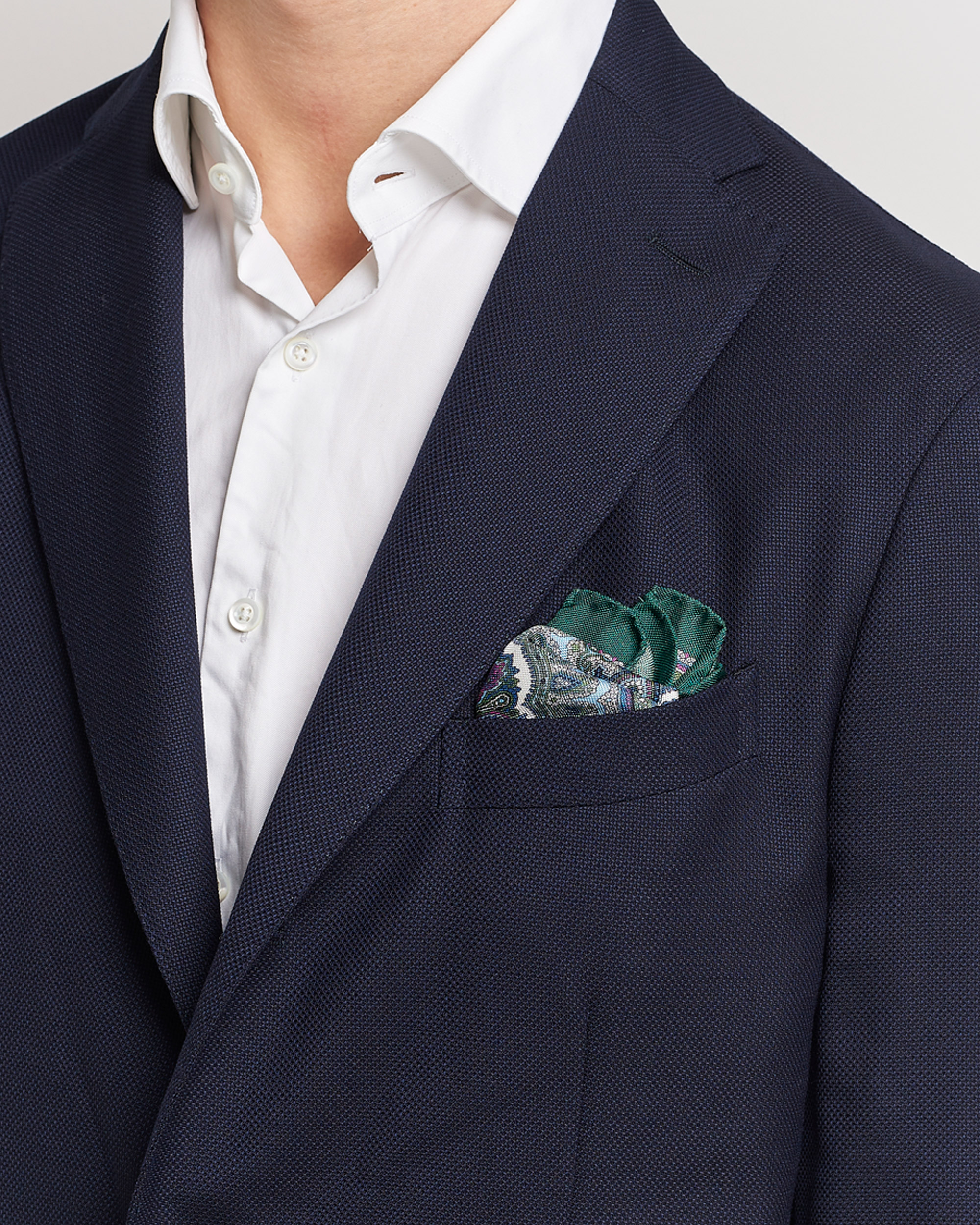 Herr | Business & Beyond | Eton | Silk Paisley Print Pocket Square Green