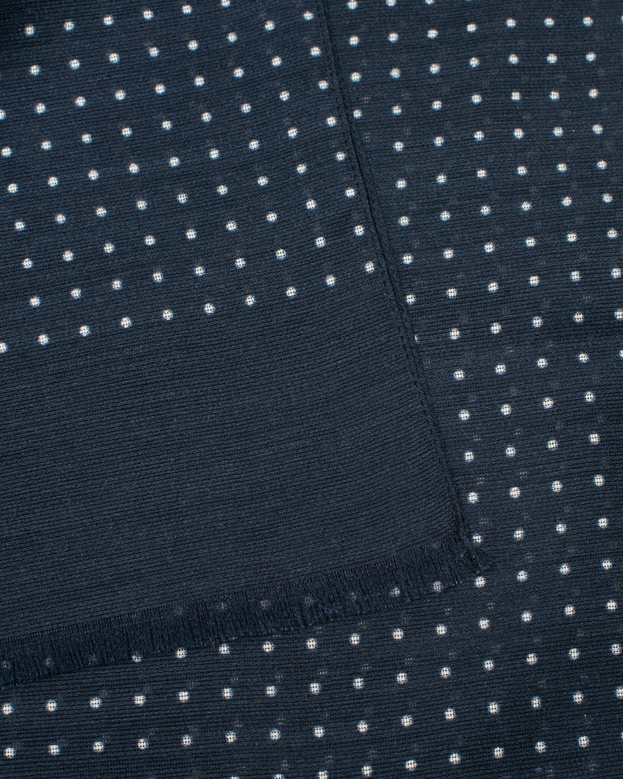 Herr | Scarves | Eton | Silk Wool Polka Dot Scarf Blue