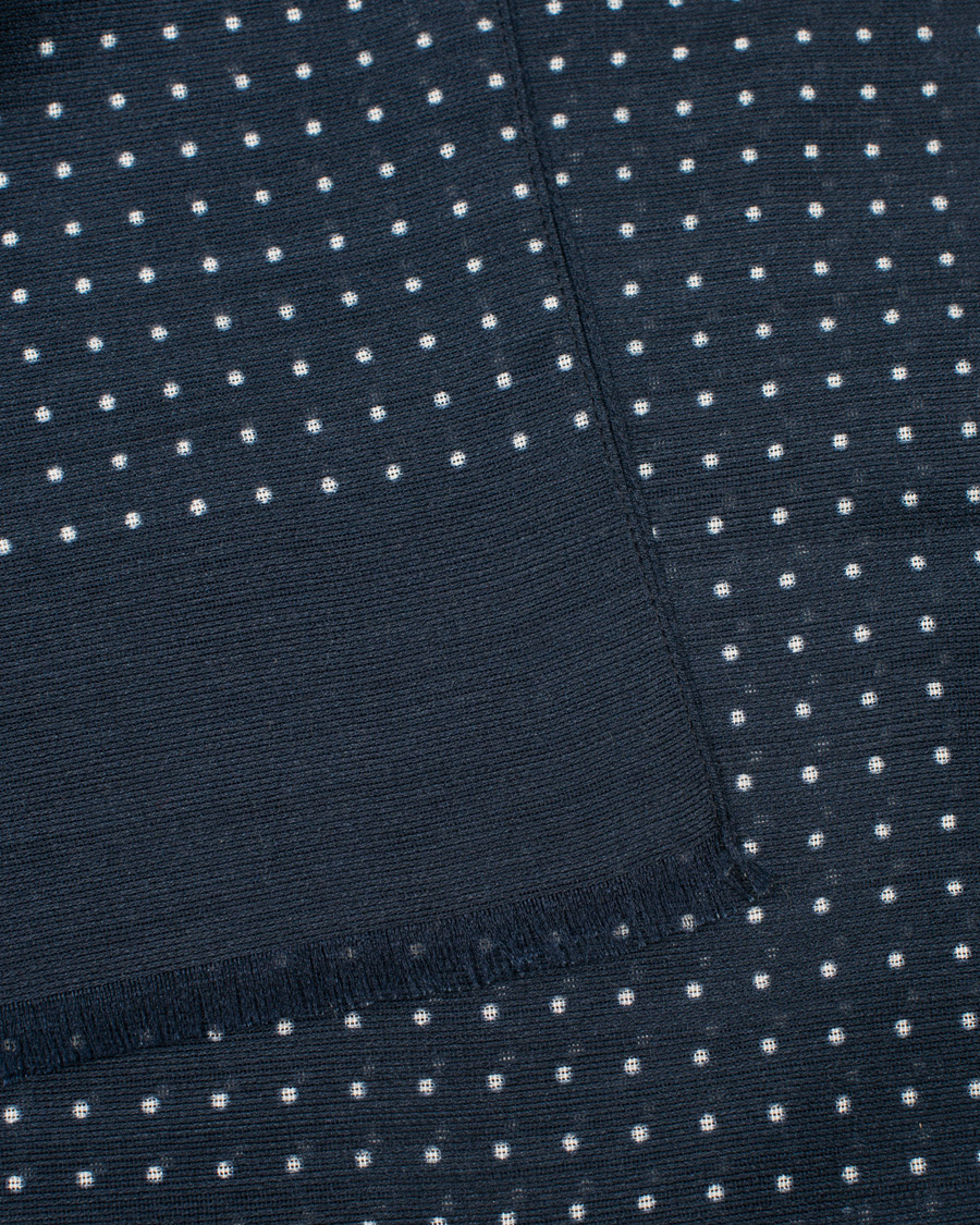 Herr | Eton Silk Wool Polka Dot Scarf Blue | Eton | Silk Wool Polka Dot Scarf Blue