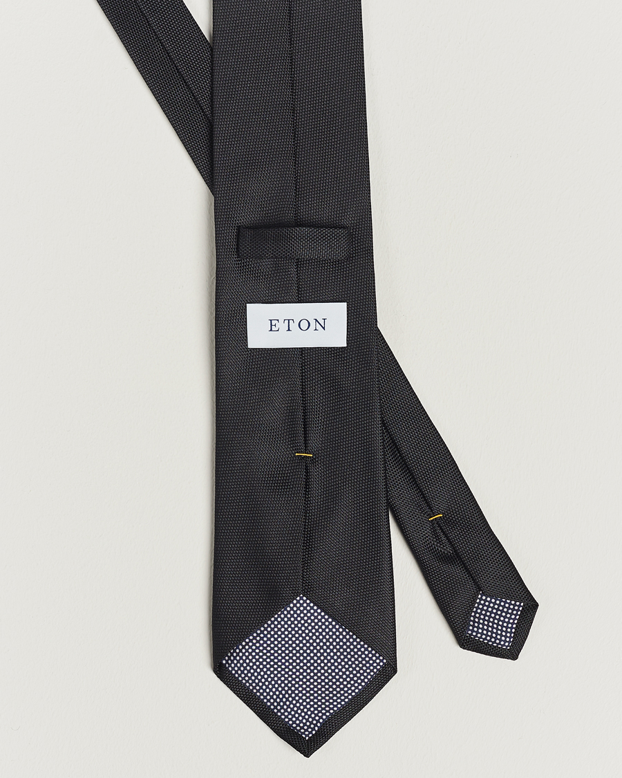 Herr | Slipsar | Eton | Silk Basket Weave Tie Faded Black