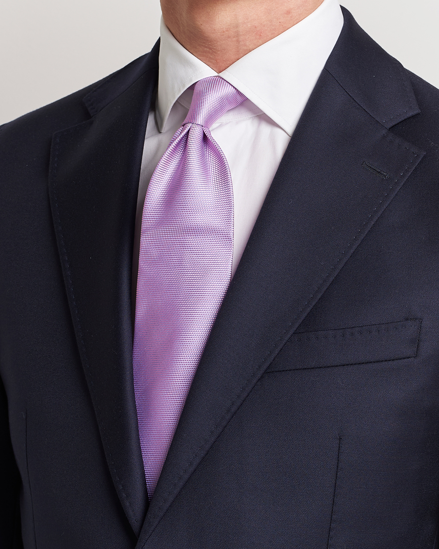 Herr | Slipsar | Eton | Silk Basket Weave Tie Pink