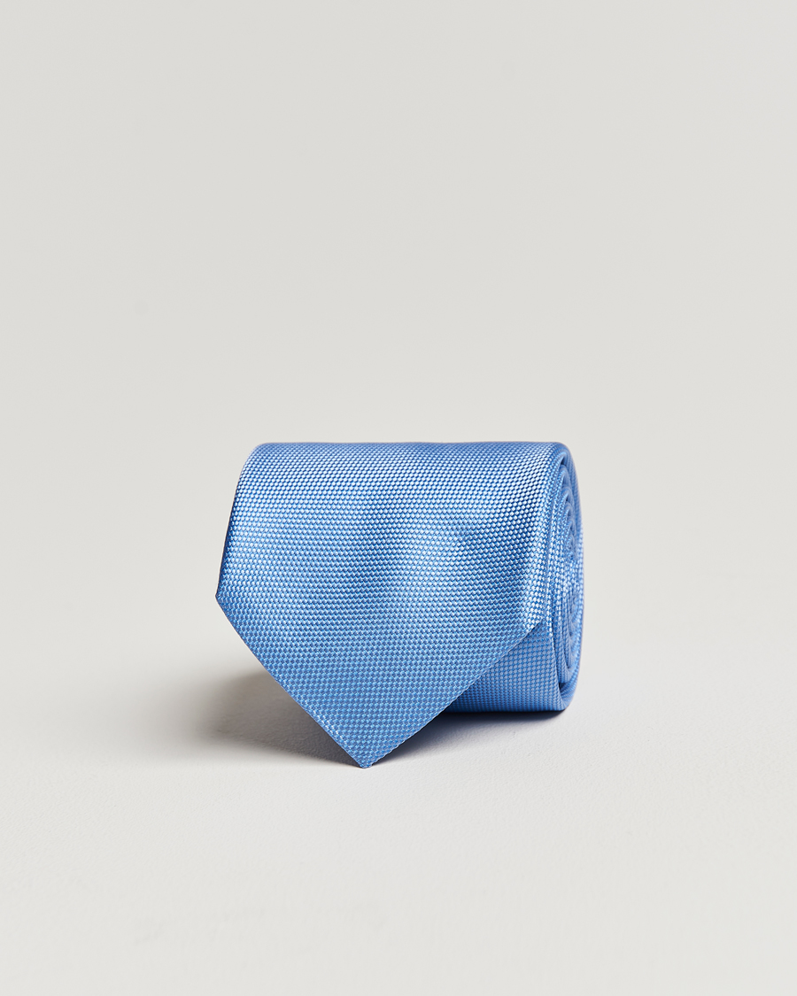 Herr | Slipsar | Eton | Silk Basket Weave Tie Light Blue