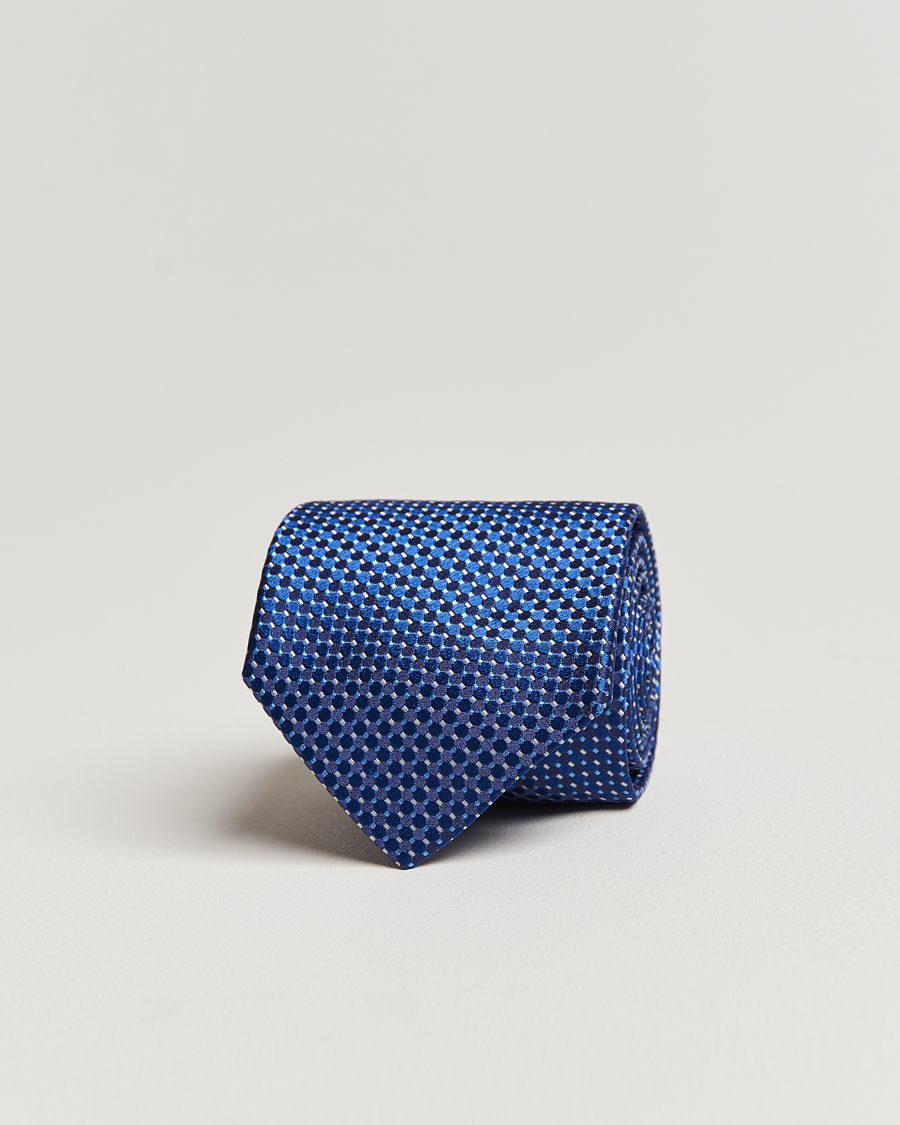 Herr | Slipsar | Eton | Silk Geometric Weave Tie Navy