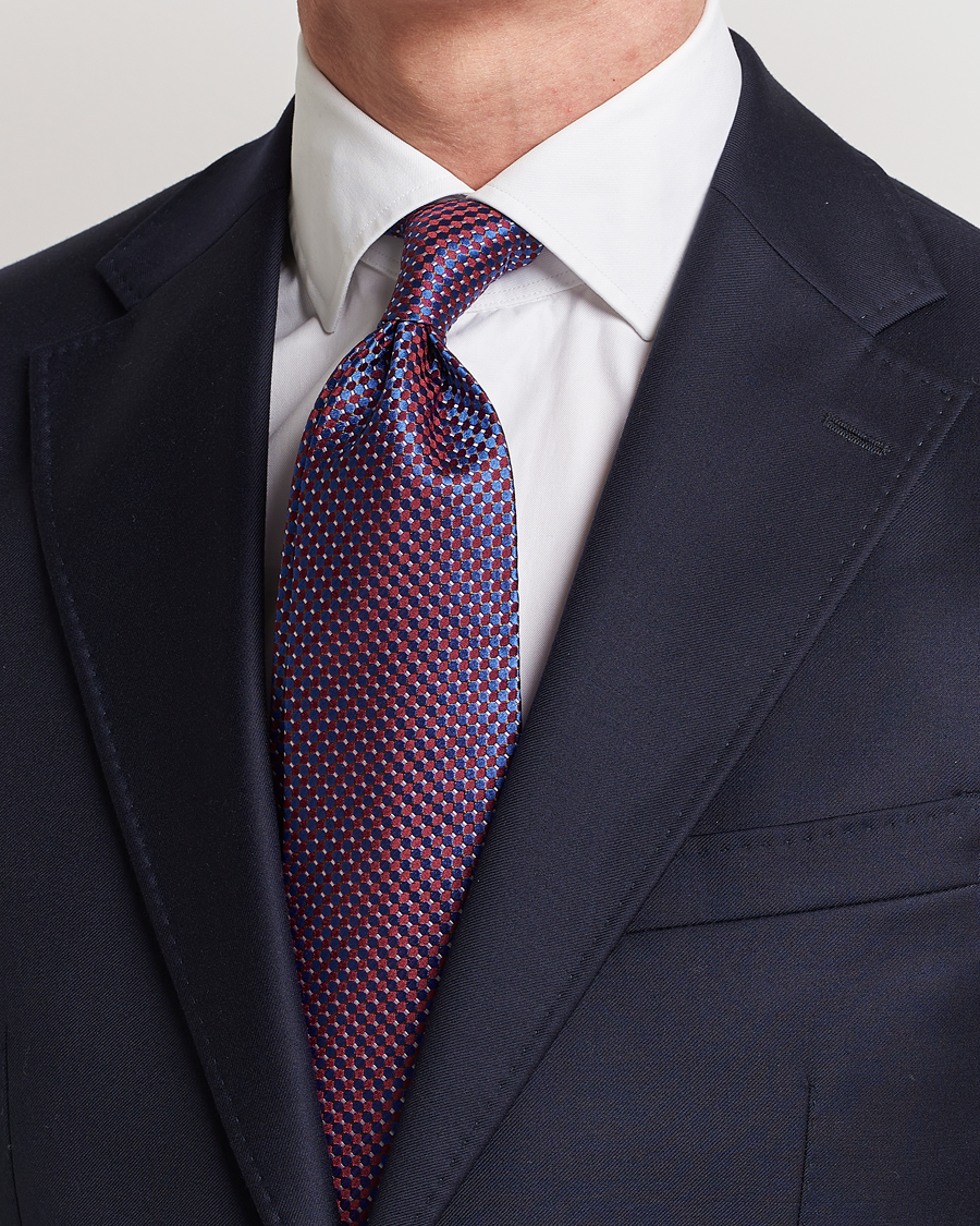 Herr | Business & Beyond | Eton | Silk Geometric Weave Tie Blue/Red