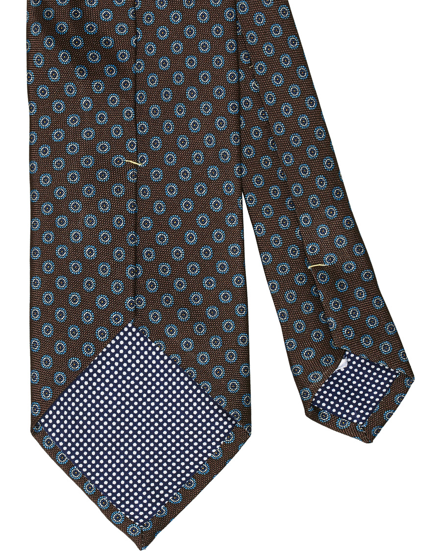 Herr | | Eton | Silk Geometric Print Tie Brown