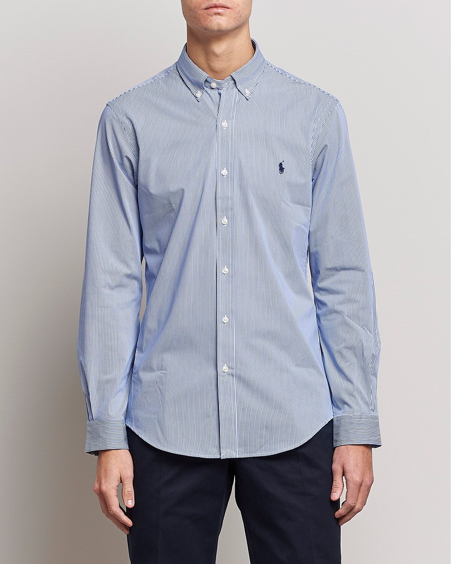 Men | Ralph Lauren Holiday Dressing | Polo Ralph Lauren | Slim Fit Thin Stripe Poplin Shirt Blue/White