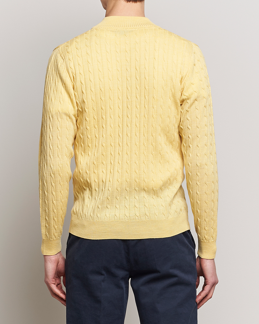 Herr | Tröjor | Stenströms | Merino Cable Half Zip Yellow