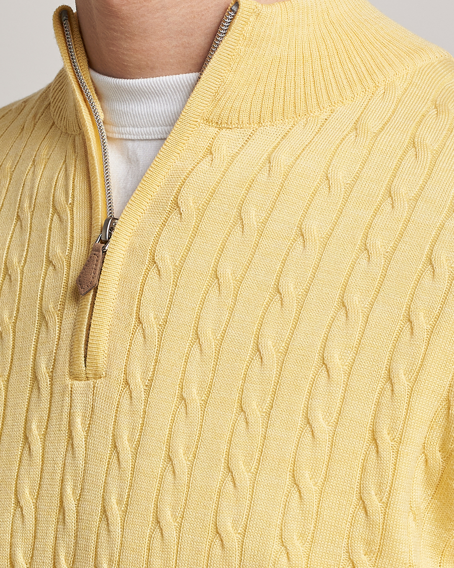 Herr | Tröjor | Stenströms | Merino Cable Half Zip Yellow