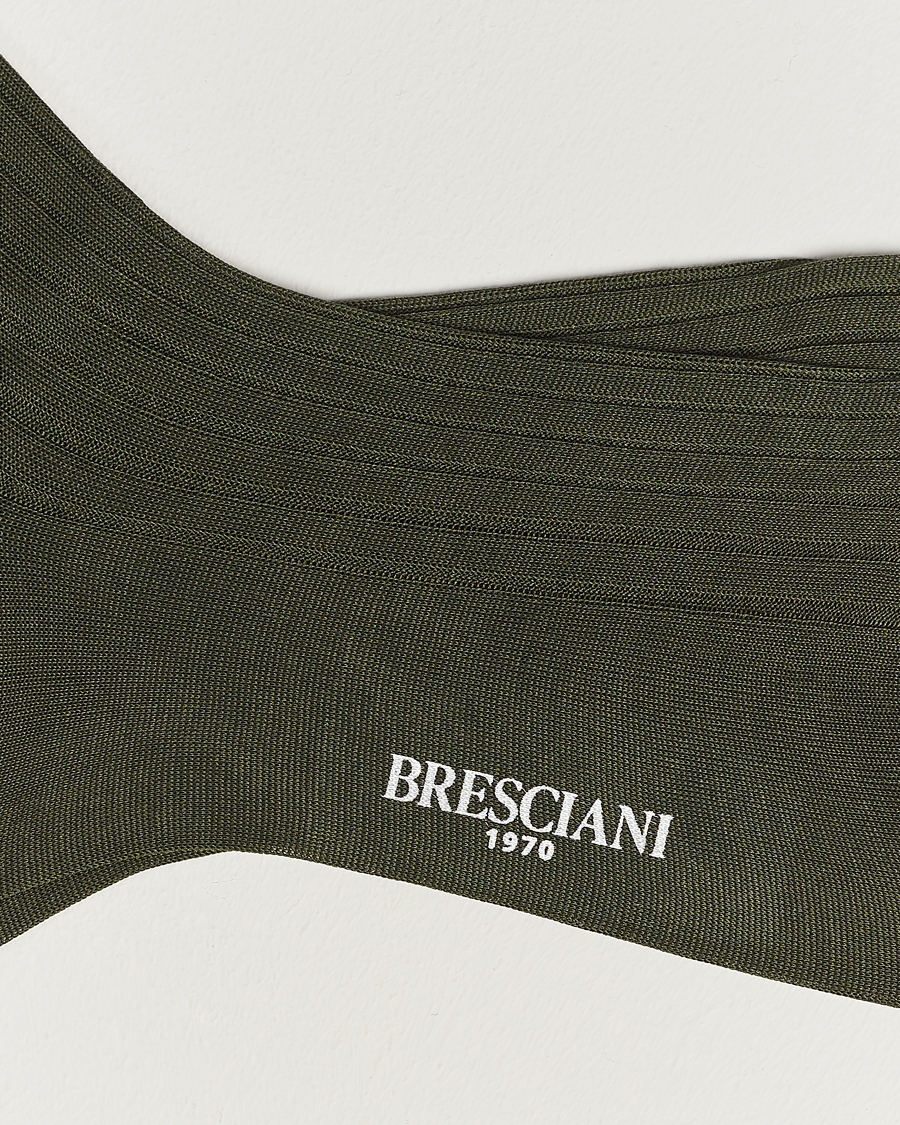 Herr | Kläder | Bresciani | Cotton Ribbed Short Socks Olive Green