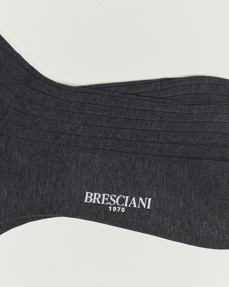 Herr | Vanliga strumpor | Bresciani | Cotton Ribbed Short Socks Grey Melange