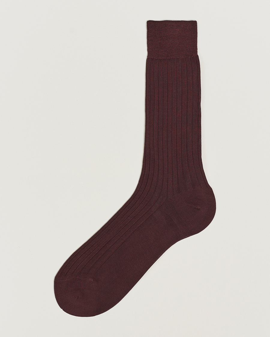 Herr | Underkläder | Bresciani | Cotton Ribbed Short Socks Burgundy