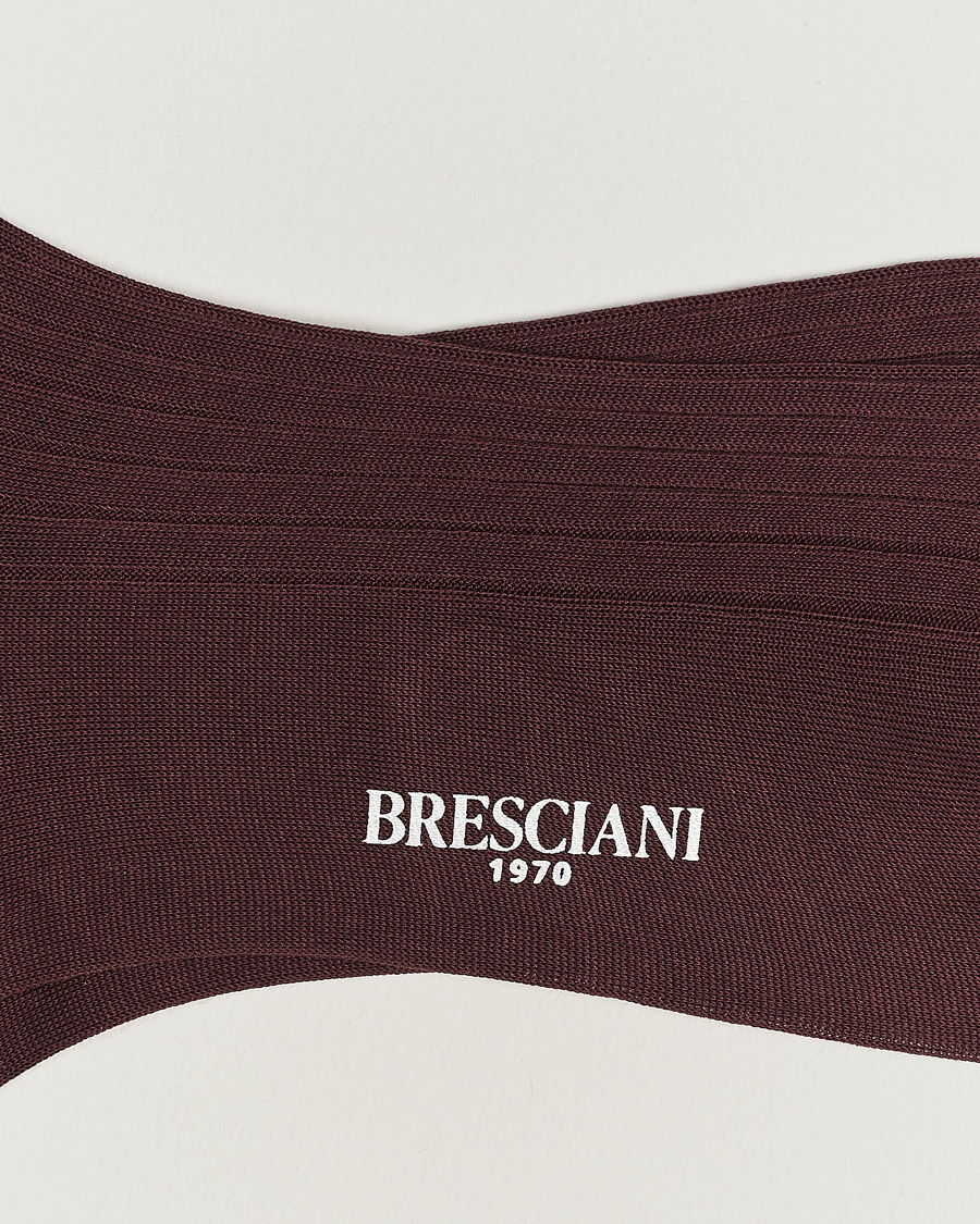 Herr |  | Bresciani | Cotton Ribbed Short Socks Burgundy