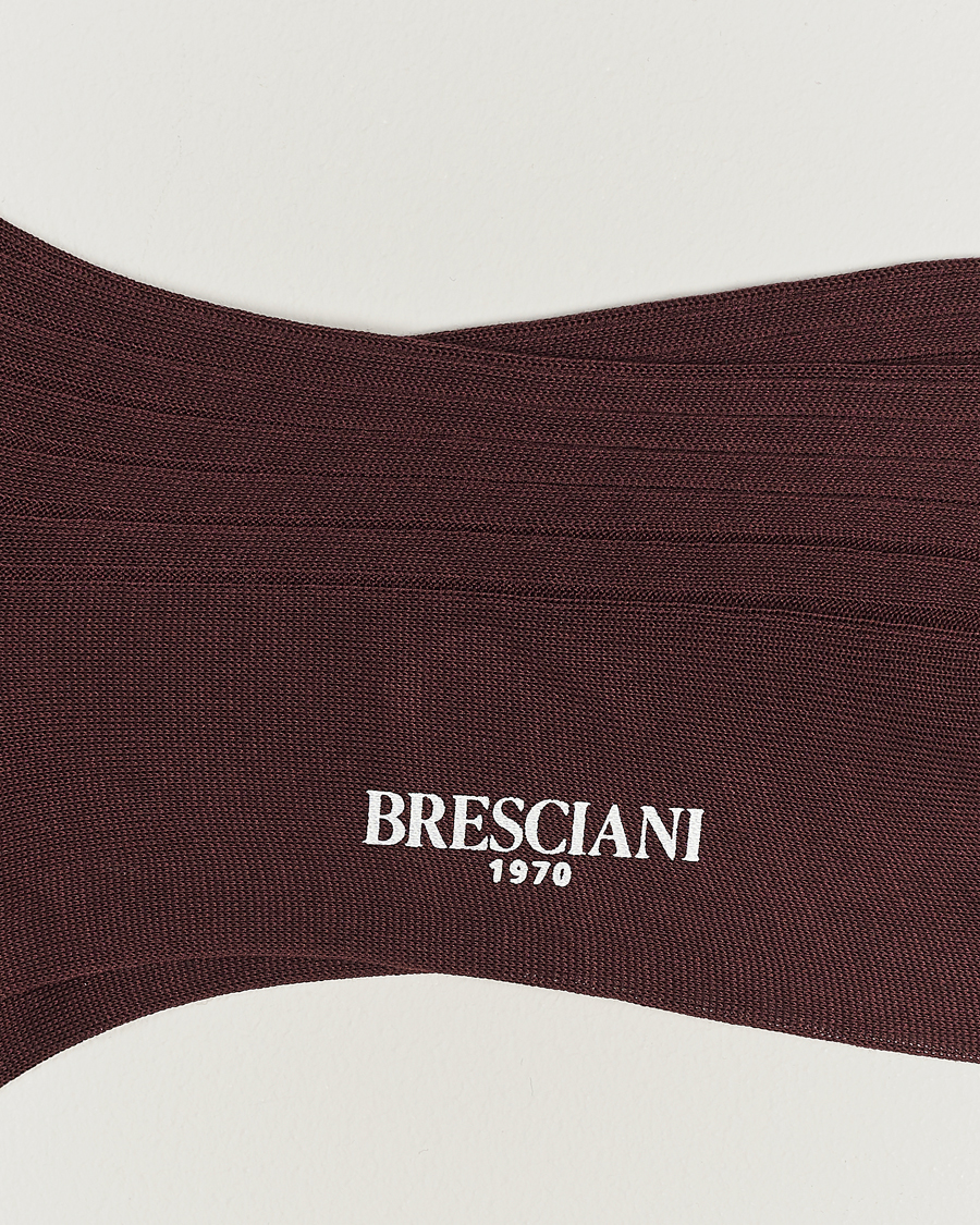 Herr | Italian Department | Bresciani | Cotton Ribbed Short Socks Burgundy