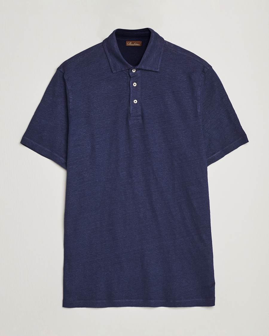 Herr | Pikéer | Stenströms | Linen Polo Shirt Navy