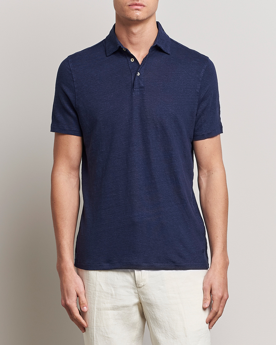 Herr | Pikéer | Stenströms | Linen Polo Shirt Navy