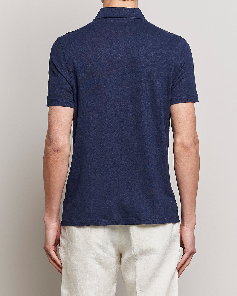 Herr | Pikéer | Stenströms | Linen Polo Shirt Navy