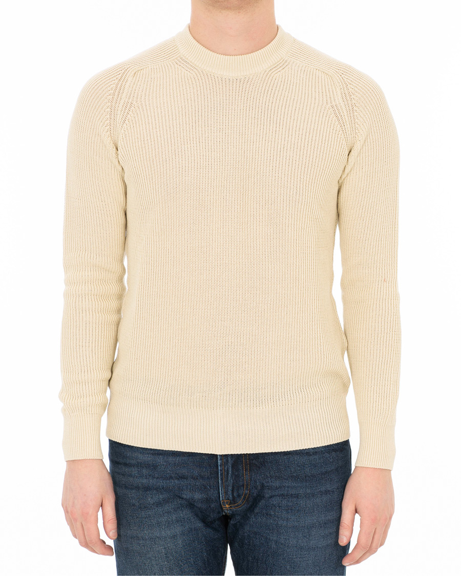 Herr | Tröjor | AMI | Fisherman Rib Crew Neck Sweater White