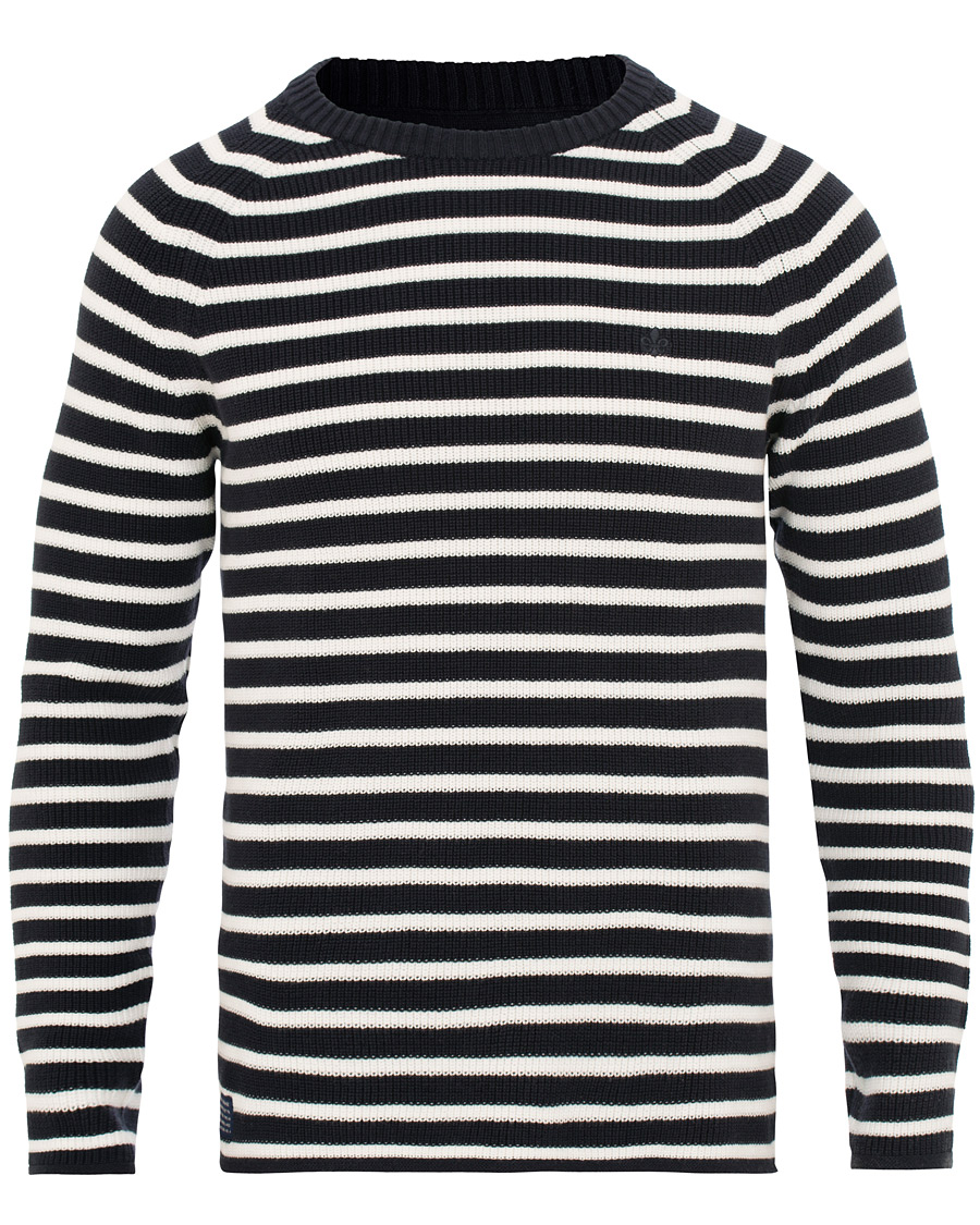 Herr | Tröjor | Morris | Calton Stripe O-Neck White/Navy