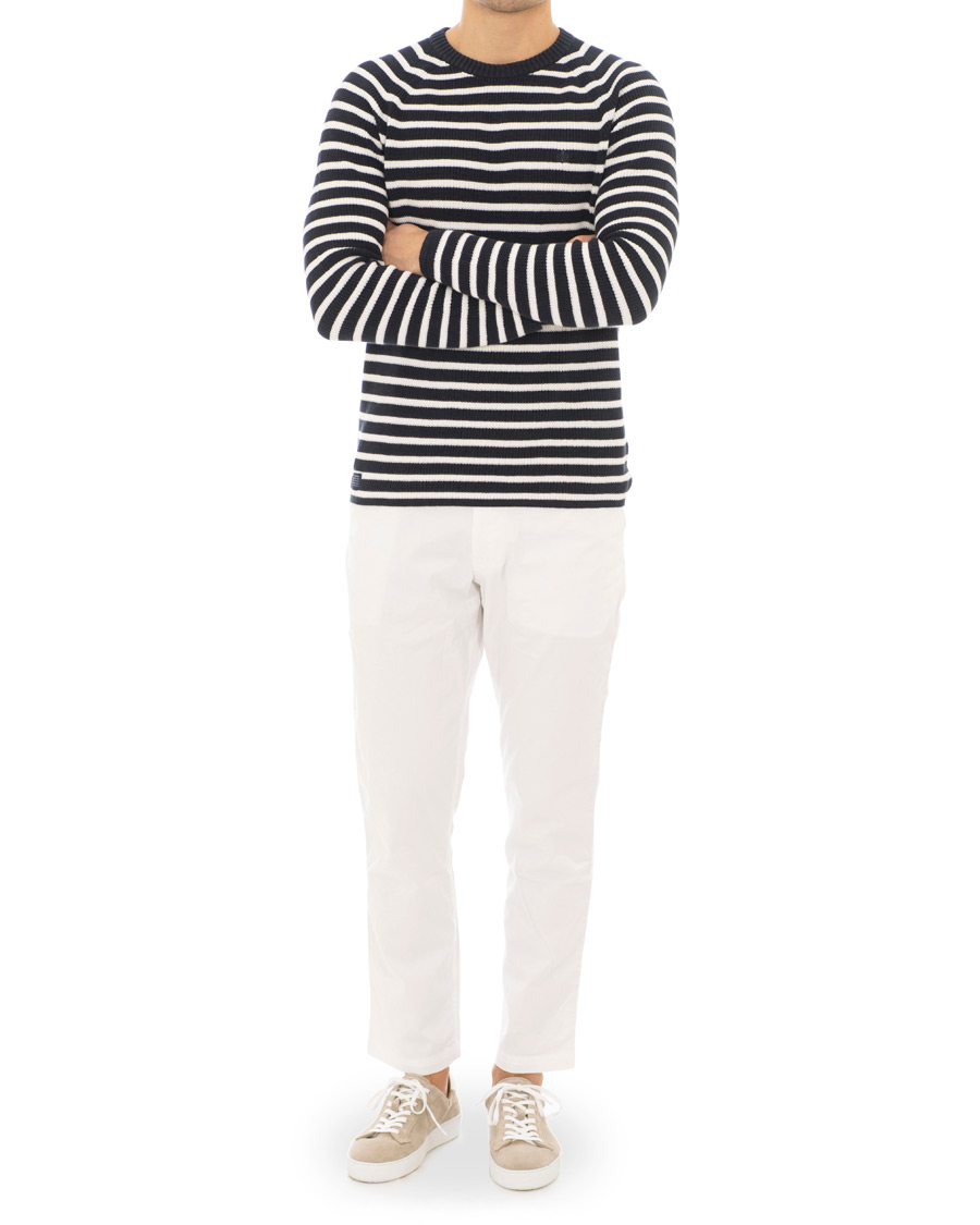 Herr | Tröjor | Morris | Calton Stripe O-Neck White/Navy