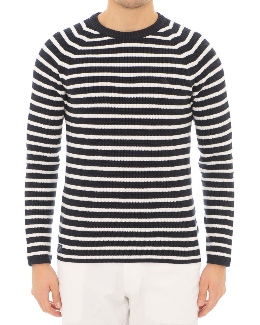 Herr | Tröjor | Morris | Calton Stripe O-Neck White/Navy