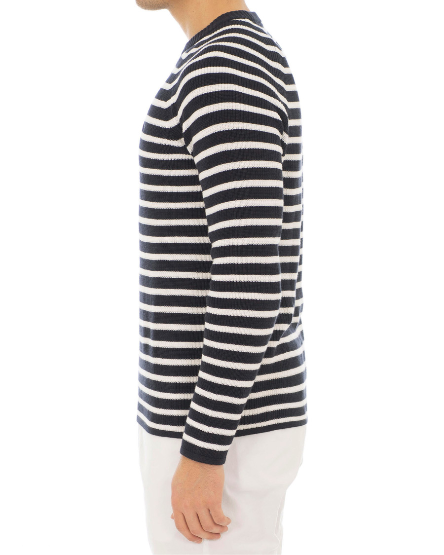Herr | Tröjor | Morris | Calton Stripe O-Neck White/Navy