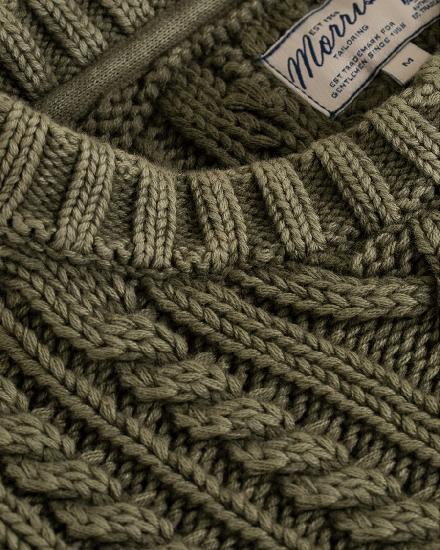 Herr | Tröjor | Morris | Cleve Cable O-Neck Washed Olive