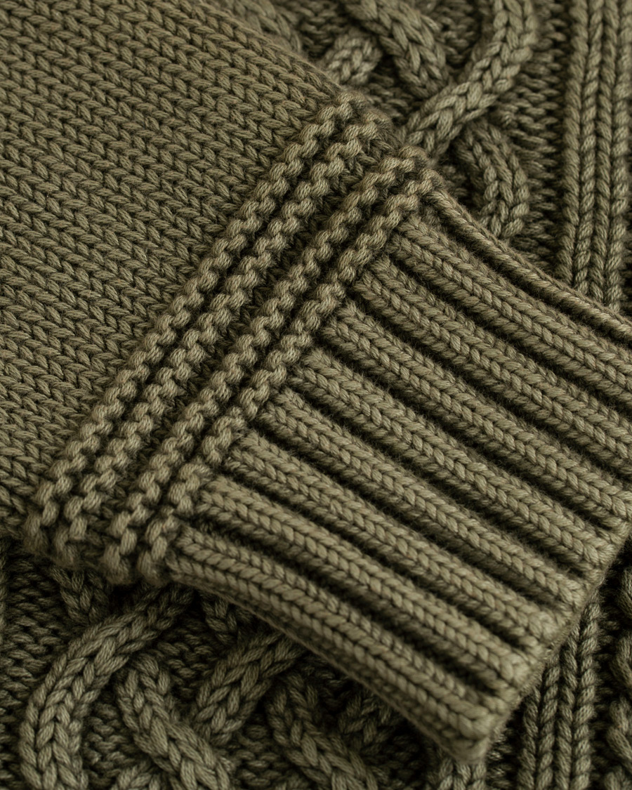 Herr | Tröjor | Morris | Cleve Cable O-Neck Washed Olive