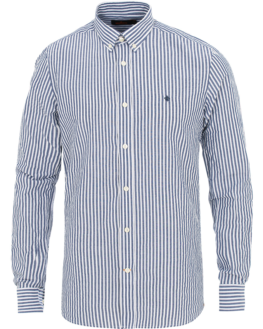 Herr | Skjortor | Morris | Nolan Stripe Button Down Shirt White/Navy