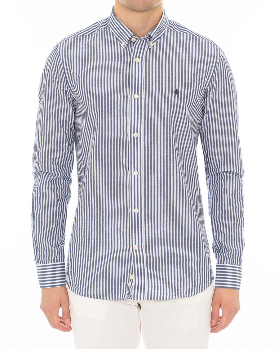 Herr | Skjortor | Morris | Nolan Stripe Button Down Shirt White/Navy